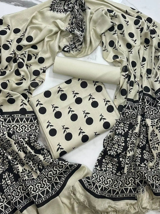 PURE MARINA PRINTED WOOL SHAWL 3PC