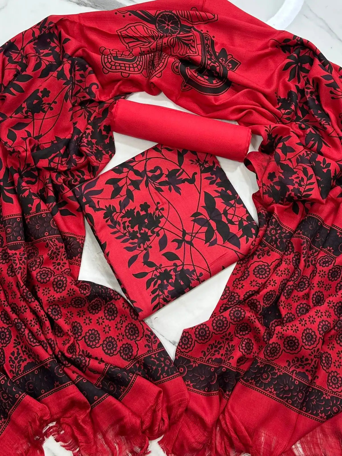 PURE MARINA PRINTED WOOL SHAWL 3PC