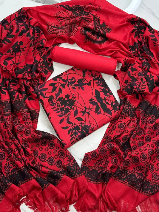 PURE MARINA PRINTED WOOL SHAWL 3PC