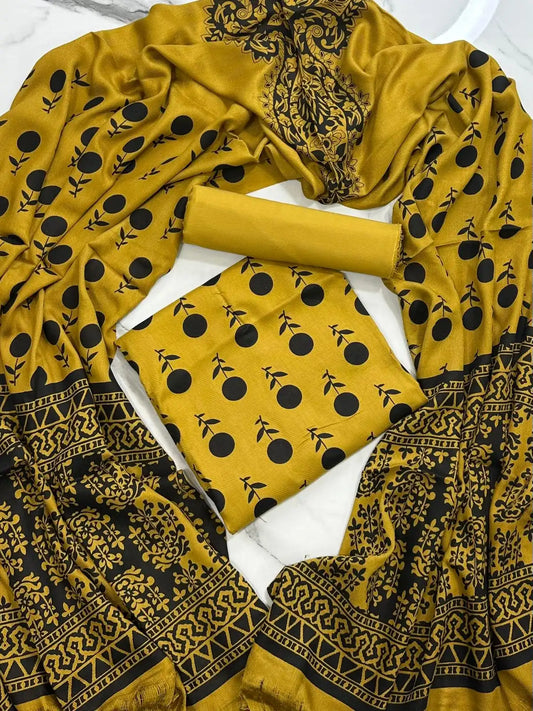 PURE MARINA PRINTED WOOL SHAWL 3PC