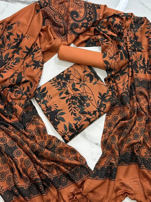PURE MARINA PRINTED WOOL SHAWL 3PC