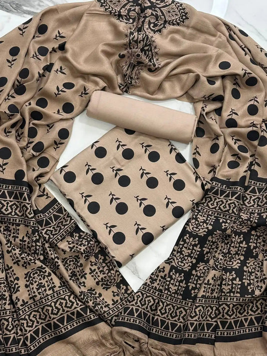 PURE MARINA PRINTED WOOL SHAWL 3PC