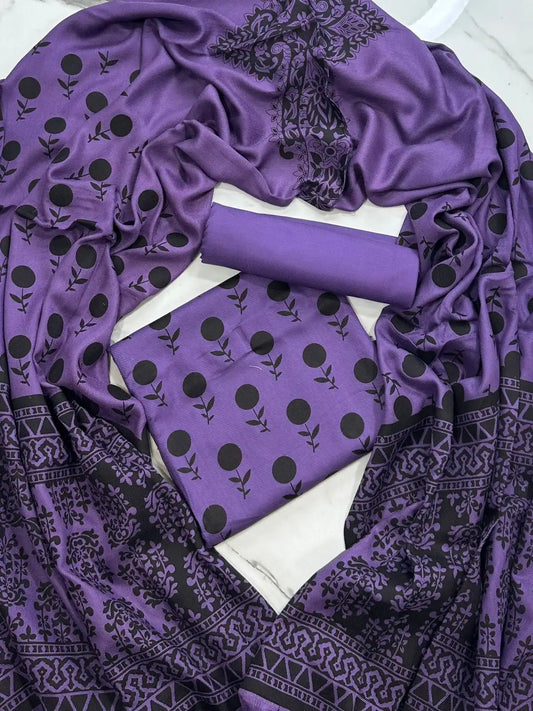 PURE MARINA PRINTED WOOL SHAWL 3PC