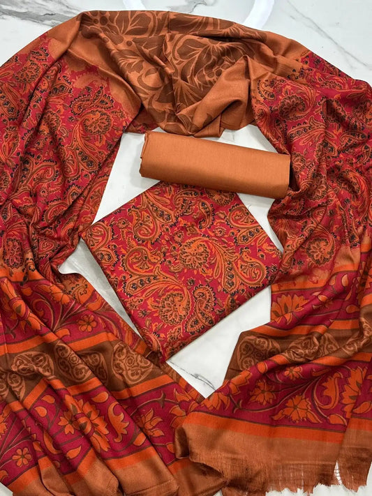 PURE MARINA PRINTED WOOL SHAWL 3PC
