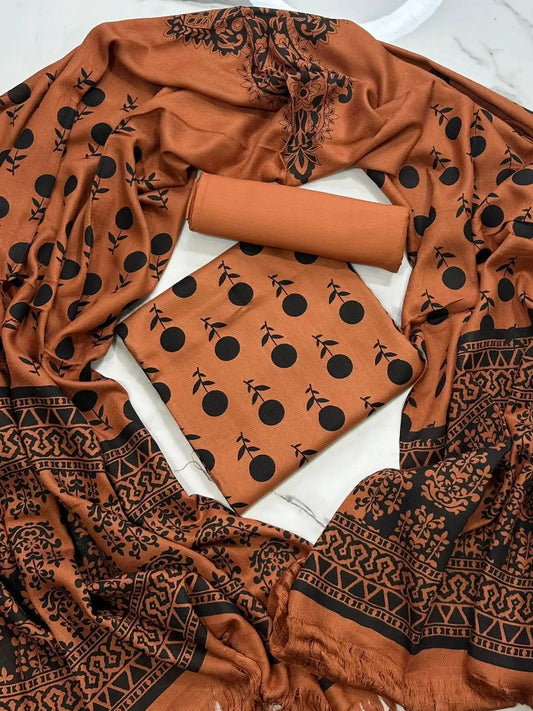 PURE MARINA PRINTED WOOL SHAWL 3PC