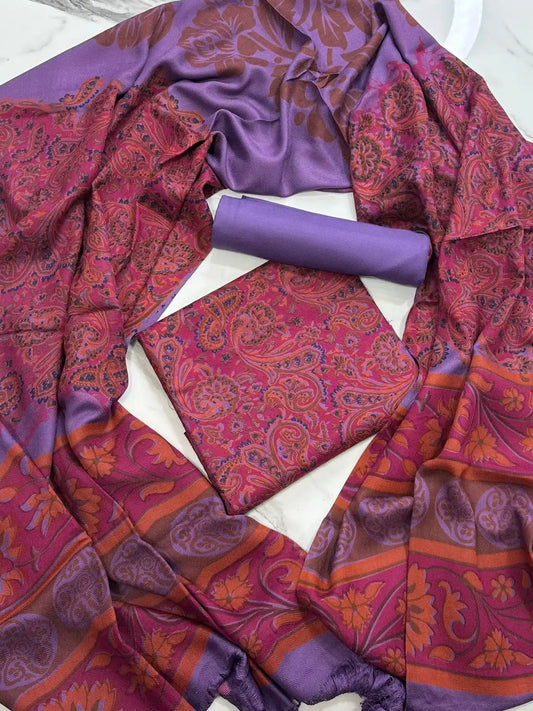 PURE MARINA PRINTED WOOL SHAWL 3PC