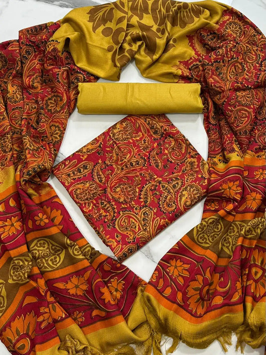 PURE MARINA PRINTED WOOL SHAWL 3PC