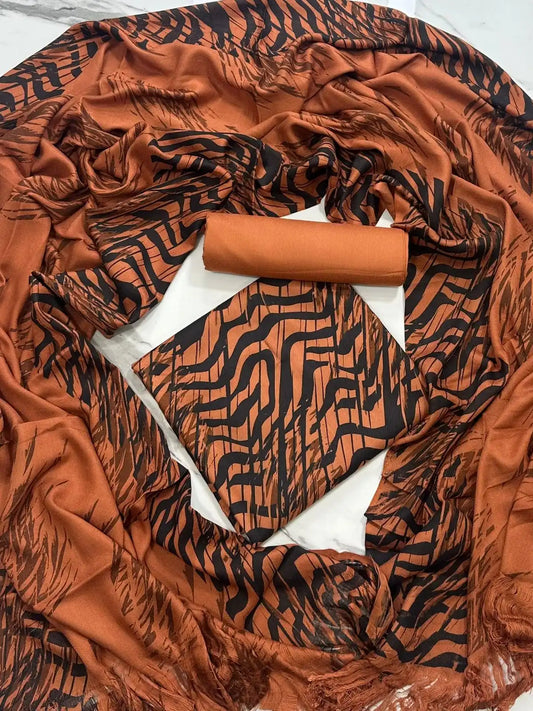 PURE MARINA PRINTED WOOL SHAWL 3PC