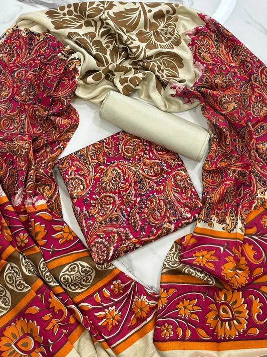 PURE MARINA PRINTED WOOL SHAWL 3PC