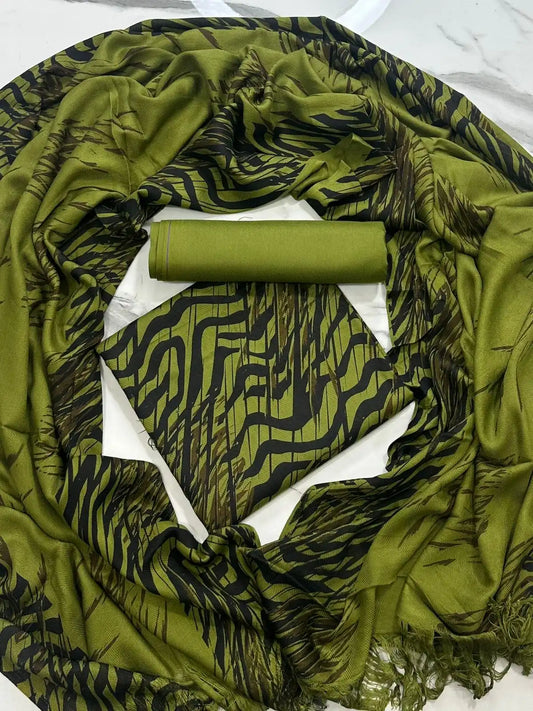 PURE MARINA PRINTED WOOL SHAWL 3PC