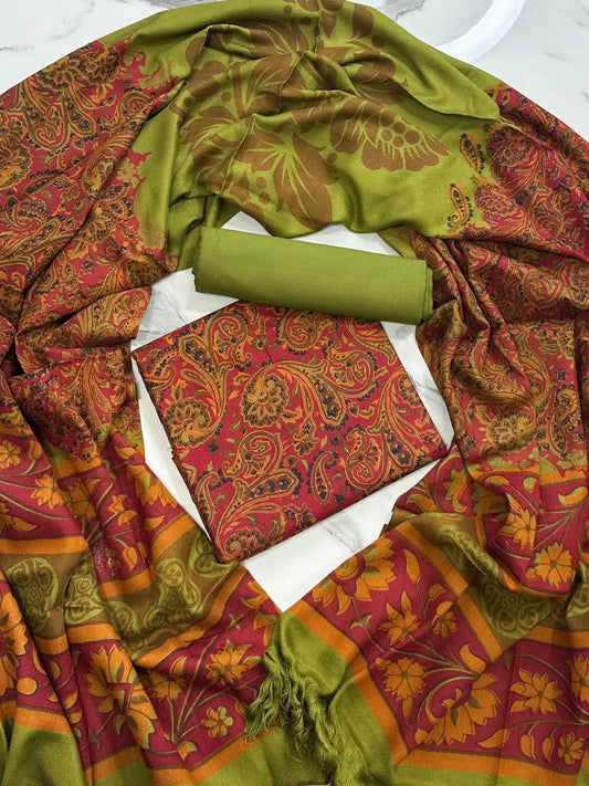PURE MARINA PRINTED WOOL SHAWL 3PC