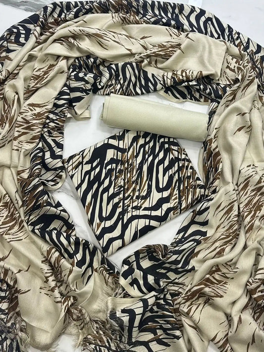 PURE MARINA PRINTED WOOL SHAWL 3PC