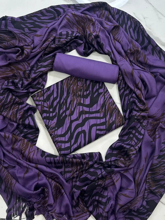 PURE MARINA PRINTED WOOL SHAWL 3PC