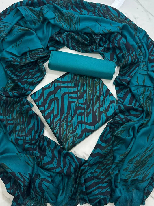 PURE MARINA PRINTED WOOL SHAWL 3PC