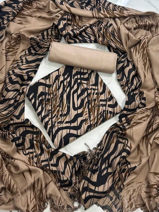 PURE MARINA PRINTED WOOL SHAWL 3PC