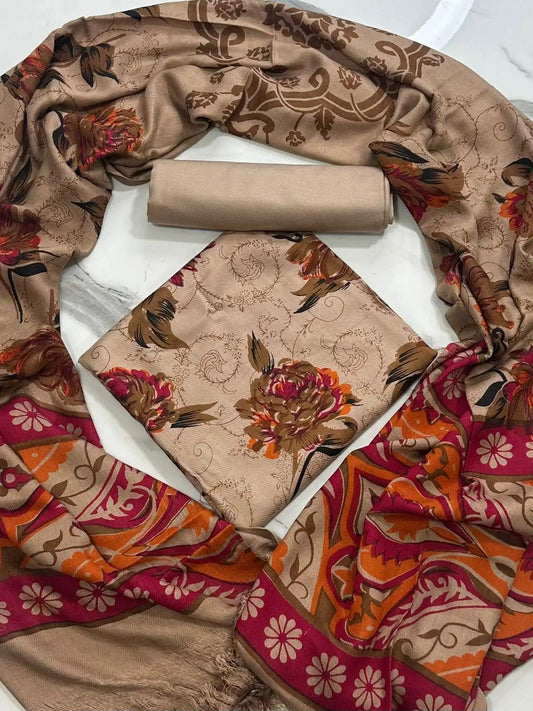 PURE MARINA PRINTED WOOL SHAWL 3PC