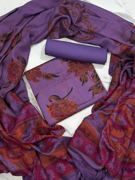PURE MARINA PRINTED WOOL SHAWL 3PC