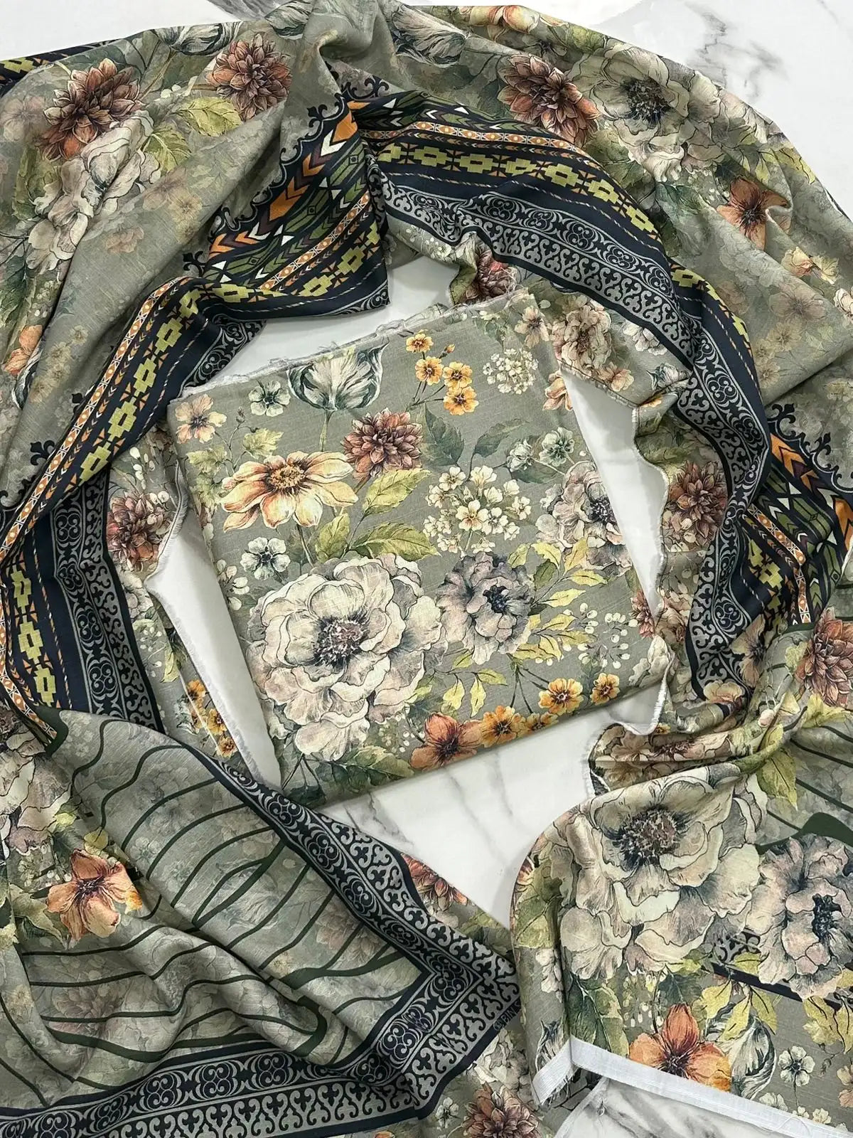 Premium Winter Khaddar 3-Piece Suit with All-Over Digital Print