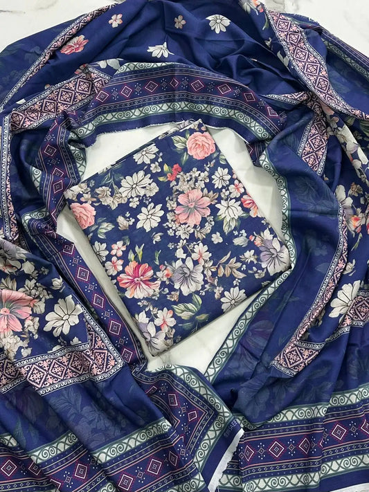 Premium Winter Khaddar 3-Piece Suit with All-Over Digital Print