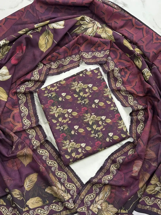 Premium Winter Khaddar 3-Piece Suit with All-Over Digital Print