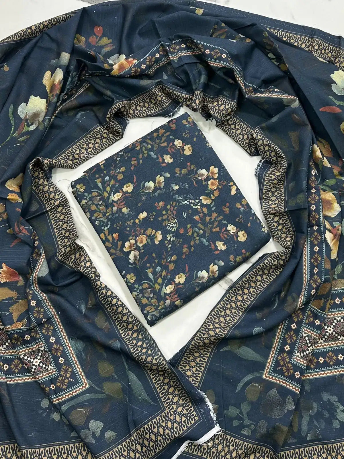 Premium Winter Khaddar 3-Piece Suit with All-Over Digital Print