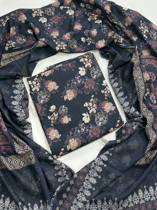 Premium Winter Khaddar 3-Piece Suit with All-Over Digital Print