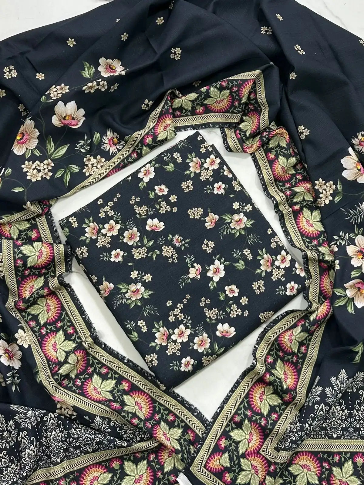 Premium Winter Khaddar 3-Piece Suit with All-Over Digital Print