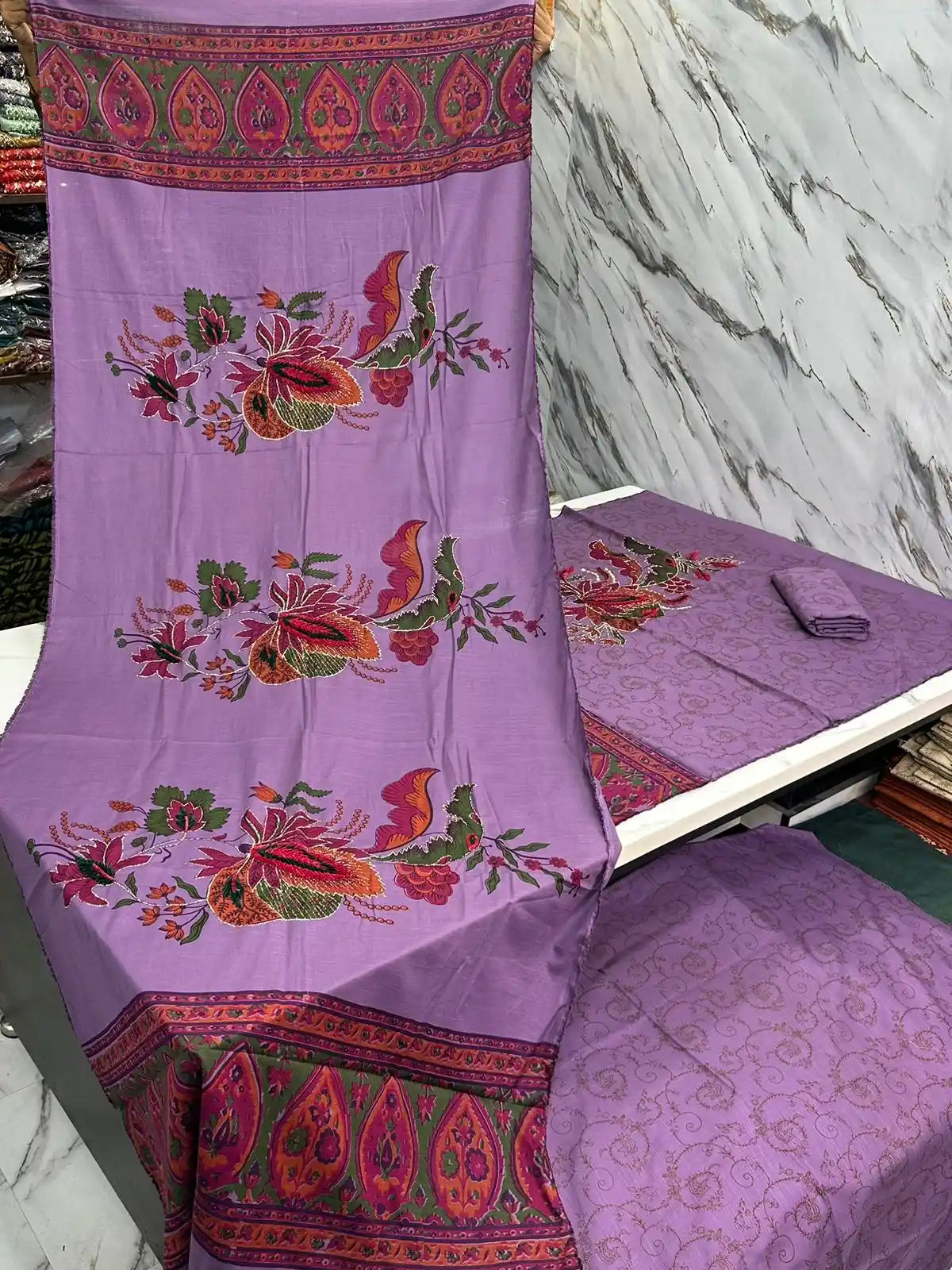 Premium Winter Khaddar 3-Piece Suit with Velvet Embroidery