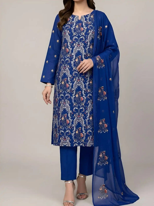3PC PURE. LAWN .HEAVY EMBROIDERED