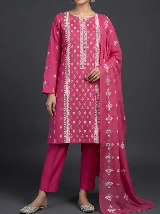 3PC PURE. LAWN .HEAVY EMBROIDERED