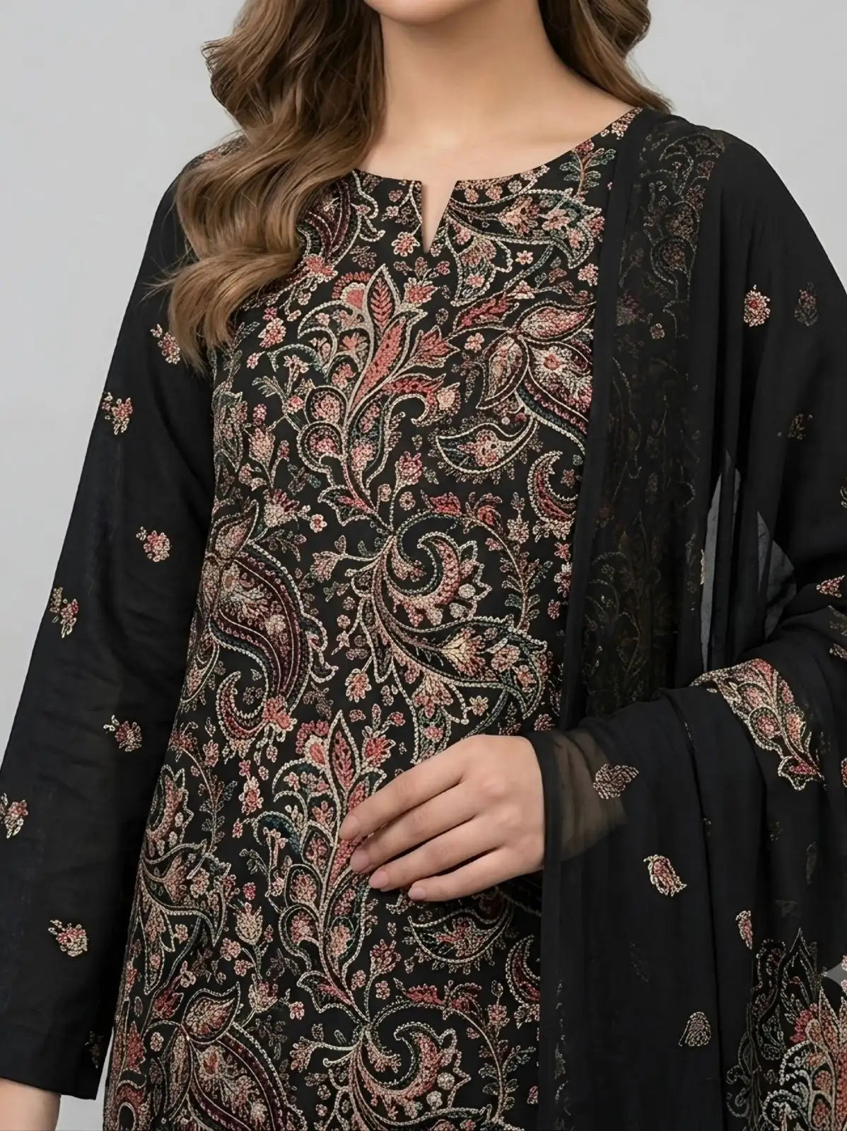 3PC PURE. LAWN .HEAVY EMBROIDERED