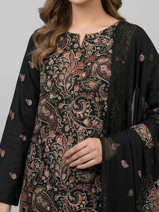 3PC PURE. LAWN .HEAVY EMBROIDERED