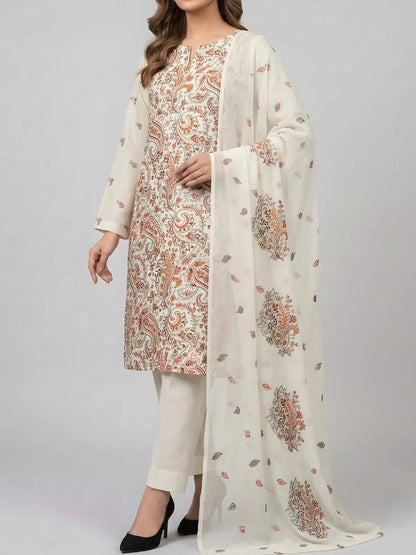 3PC PURE. LAWN .HEAVY EMBROIDERED