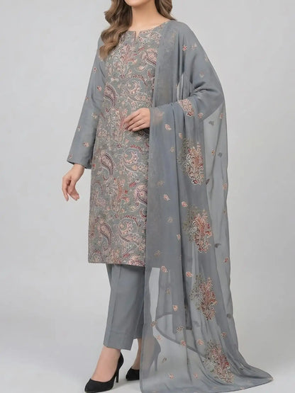 3PC PURE. LAWN .HEAVY EMBROIDERED
