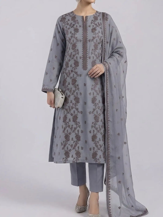 3PC PURE. LAWN .HEAVY EMBROIDERED