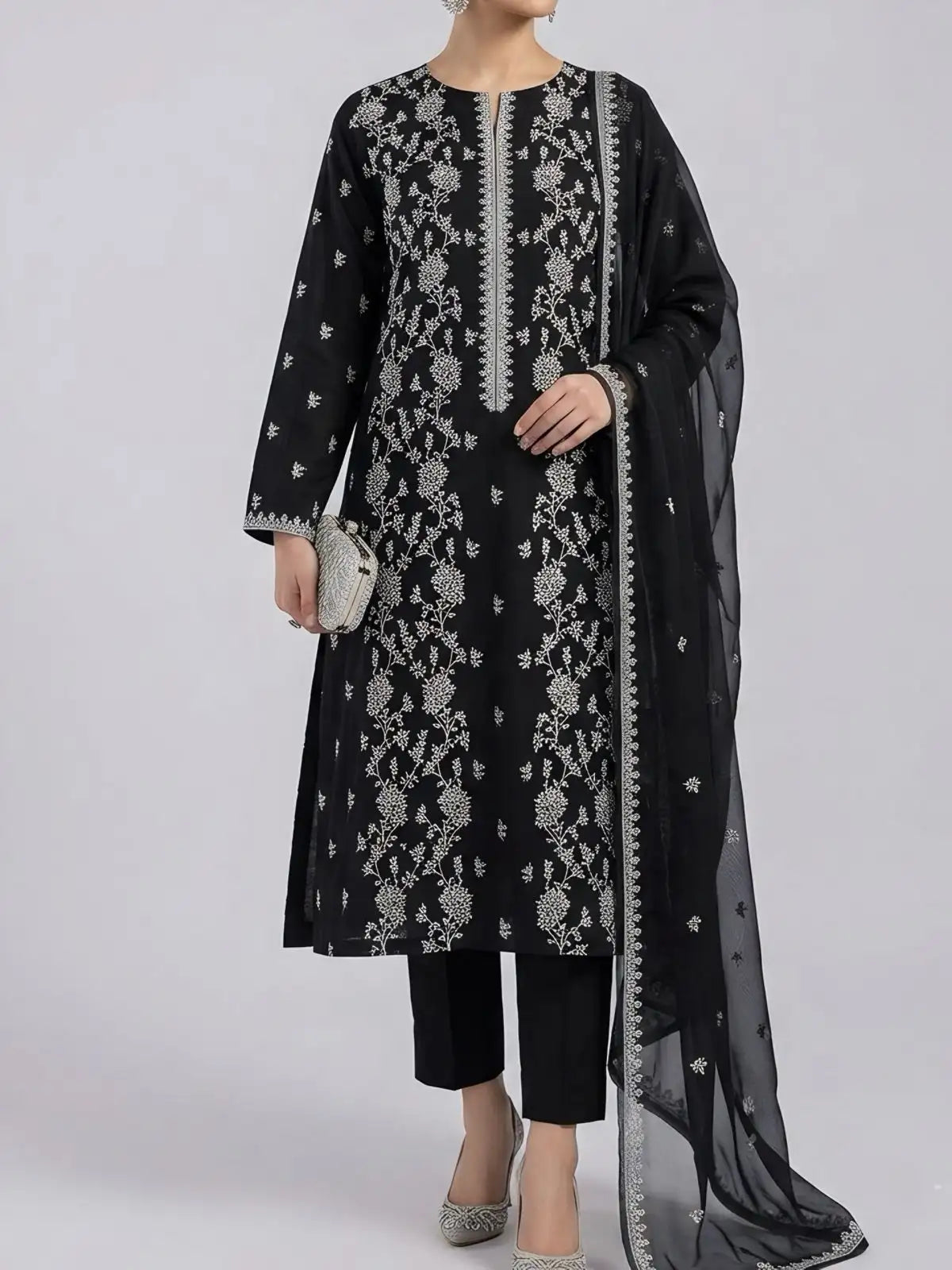 3PC PURE. LAWN .HEAVY EMBROIDERED