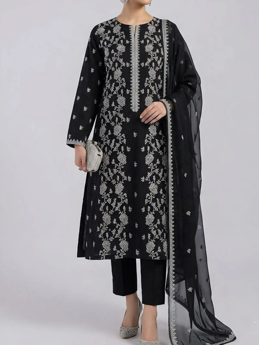3PC PURE. LAWN .HEAVY EMBROIDERED