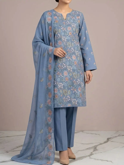 3PC PURE. LAWN .HEAVY EMBROIDERED