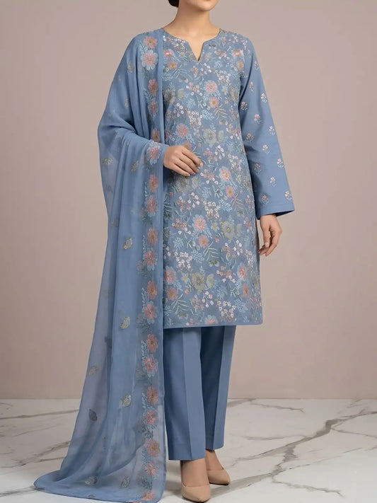 3PC PURE. LAWN .HEAVY EMBROIDERED