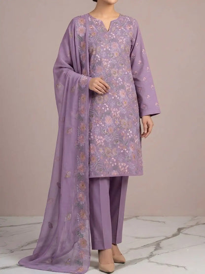 3PC PURE. LAWN .HEAVY EMBROIDERED