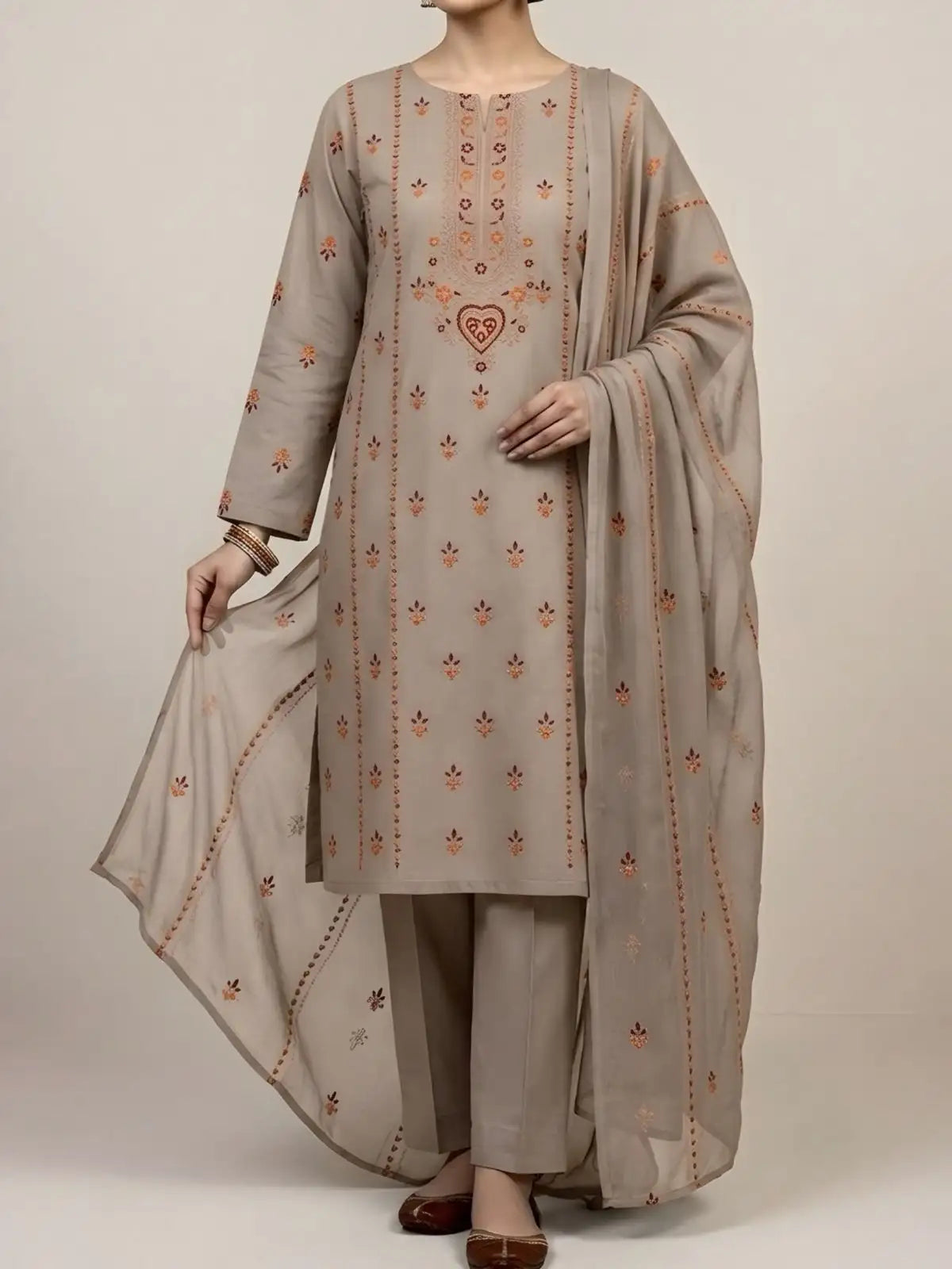 3PC PURE. LAWN .HEAVY EMBROIDERED