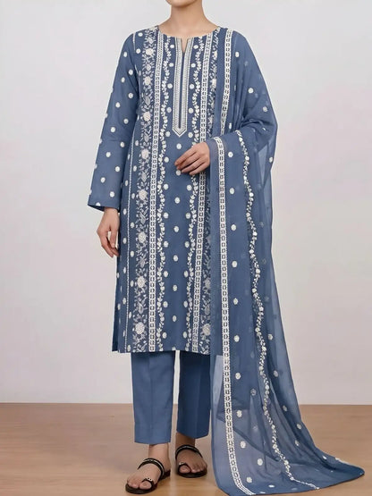 3PC PURE. LAWN .HEAVY EMBROIDERED