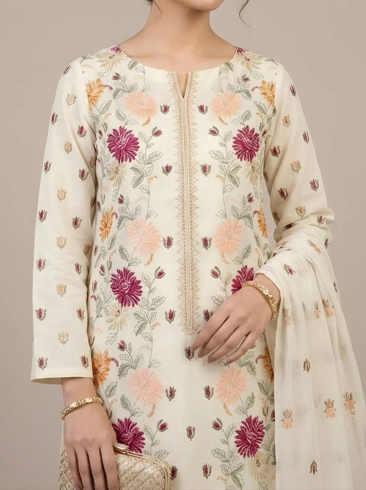3PC PURE. LAWN .HEAVY EMBROIDERED..,