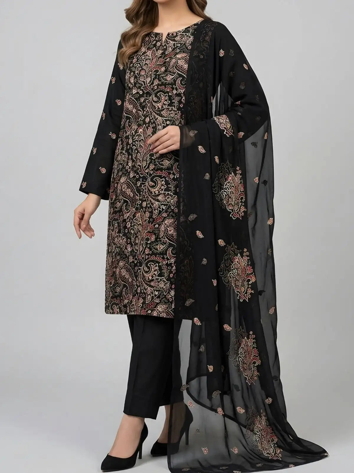 3PC PURE. LAWN .HEAVY EMBROIDERED
