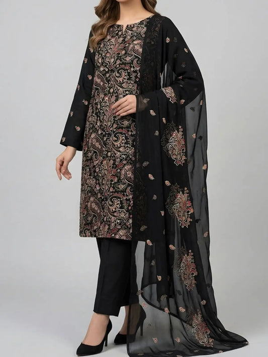 3PC PURE. LAWN .HEAVY EMBROIDERED