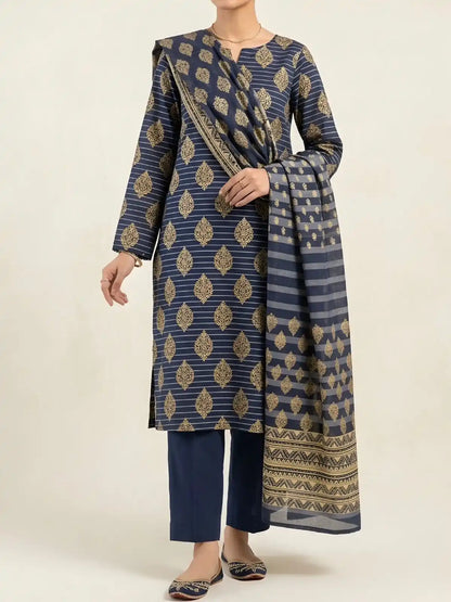 PURE LAWN 3-PIECE GOLD PRINTED SUIT – ELEGANT, SOFT & WASHABLE