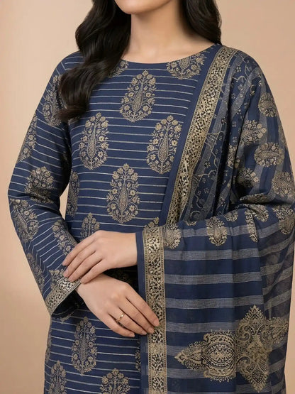 PURE LAWN 3-PIECE GOLD PRINTED SUIT – ELEGANT, SOFT & WASHABLE