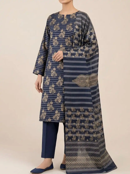 PURE LAWN 3-PIECE GOLD PRINTED SUIT – ELEGANT, SOFT & WASHABLE