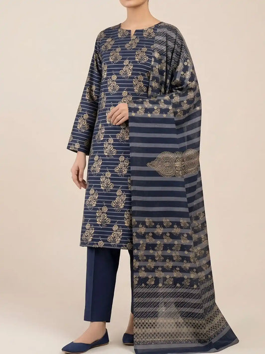 PURE LAWN 3-PIECE GOLD PRINTED SUIT – ELEGANT, SOFT & WASHABLE