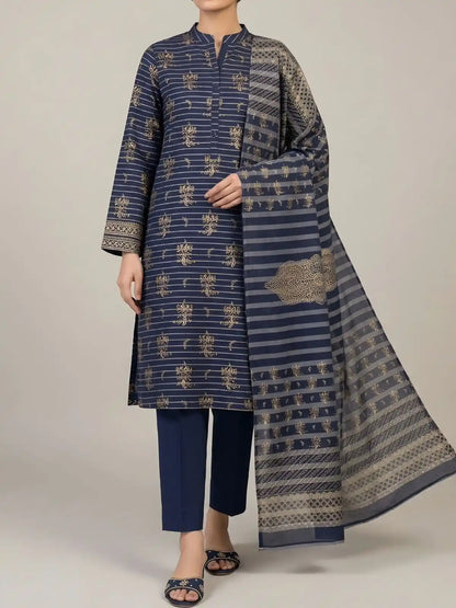 PURE LAWN 3-PIECE GOLD PRINTED SUIT – ELEGANT, SOFT & WASHABLE